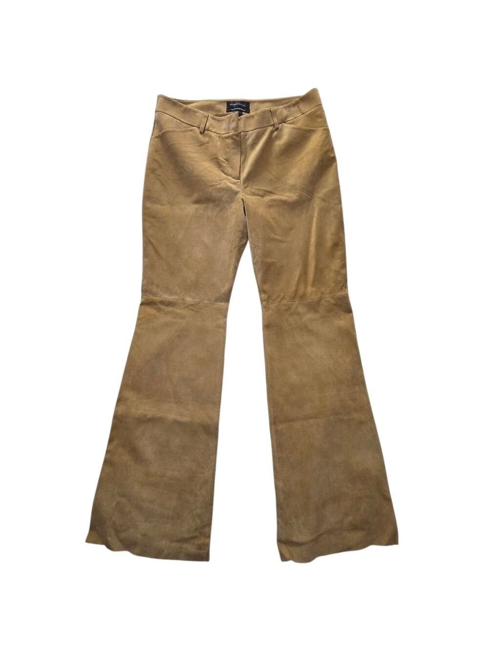 Moda International Suede Leather Pants Y2K Flare Size 14
